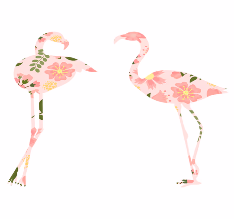Vinyl teppe dyr med flamingo blomsterdesign - Tenstickers
