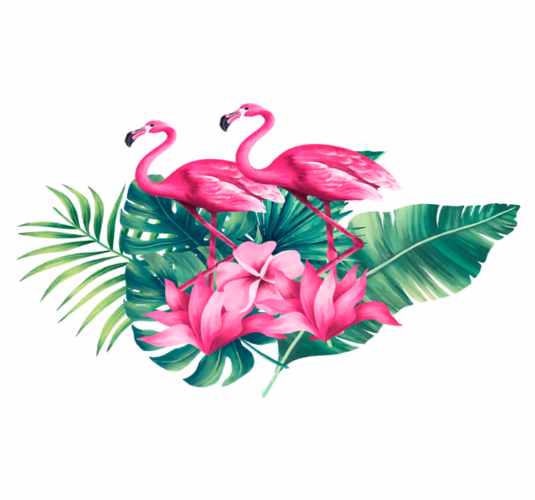 Vinyl teppe dyr flamingoer og foliage - Tenstickers