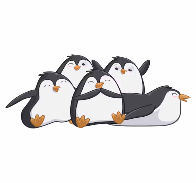 Vinyl teppe dyr lykkelige pingvinfamilie - Tenstickers