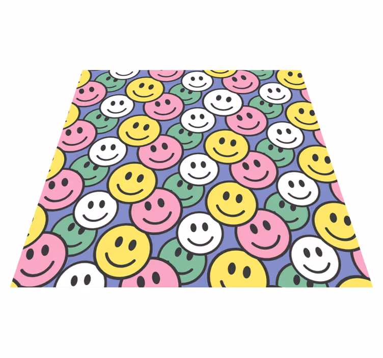 Vinyl teppe dyr fargerike smil mønstre - Tenstickers