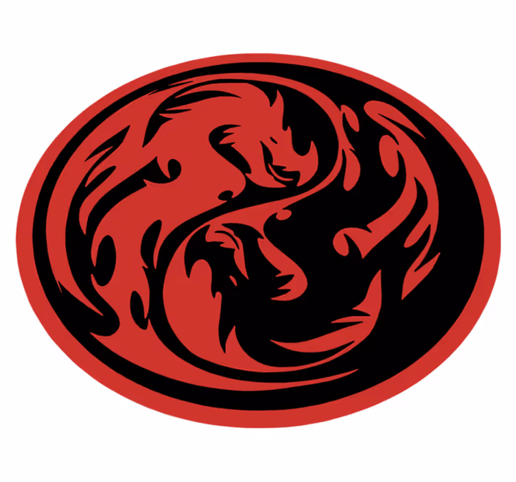 Vinyl teppe dyr yin yang drager - Tenstickers