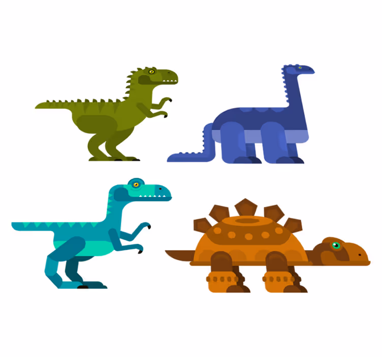 Vinyl teppe dyr fargerike bevegelige dinosaurer - Tenstickers