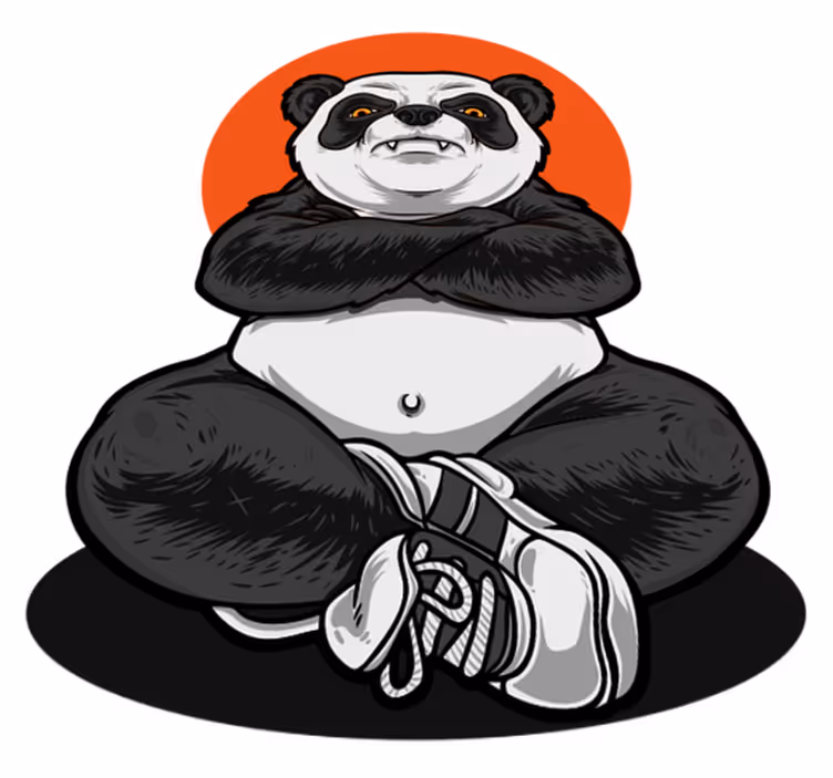 Vinyl teppe dyr panda som omfavner roen - Tenstickers