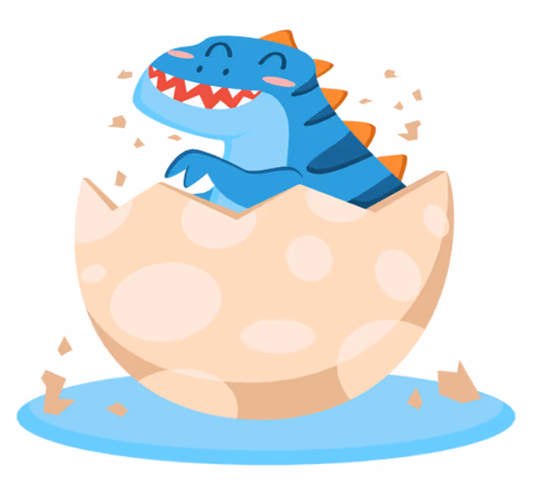 Vinyl teppe dyr lykkelig klekket dinosaur - Tenstickers