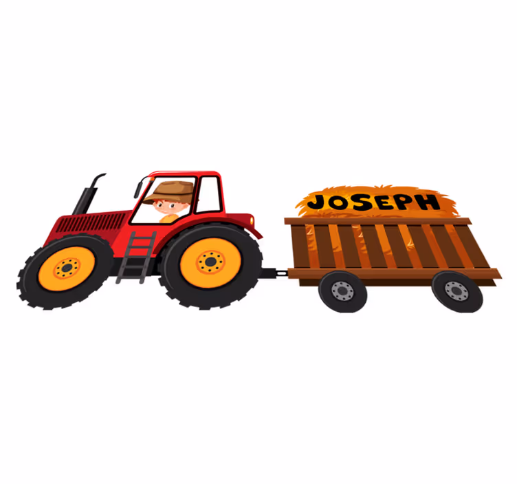 Vinyl teppe dyr traktor med høy - Tenstickers