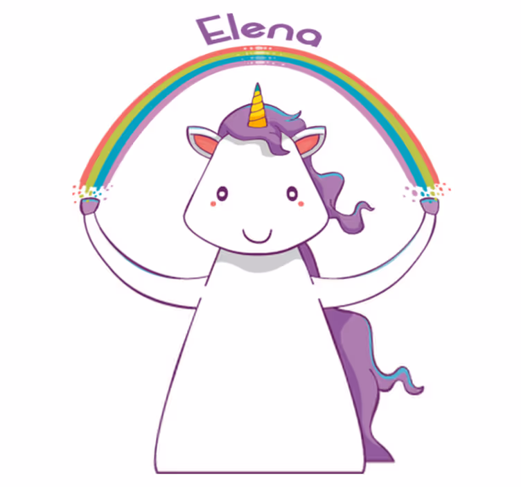 Unicorn og regnbue med navn vinyl teppe dyr - Tenstickers