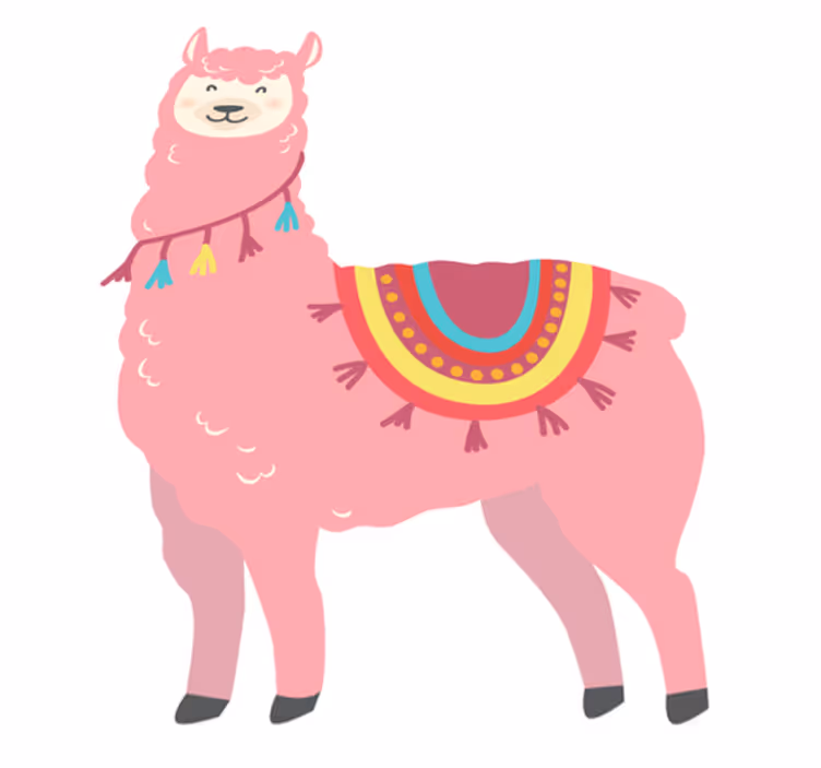 Vinyl teppe dyr llama rosa - Tenstickers