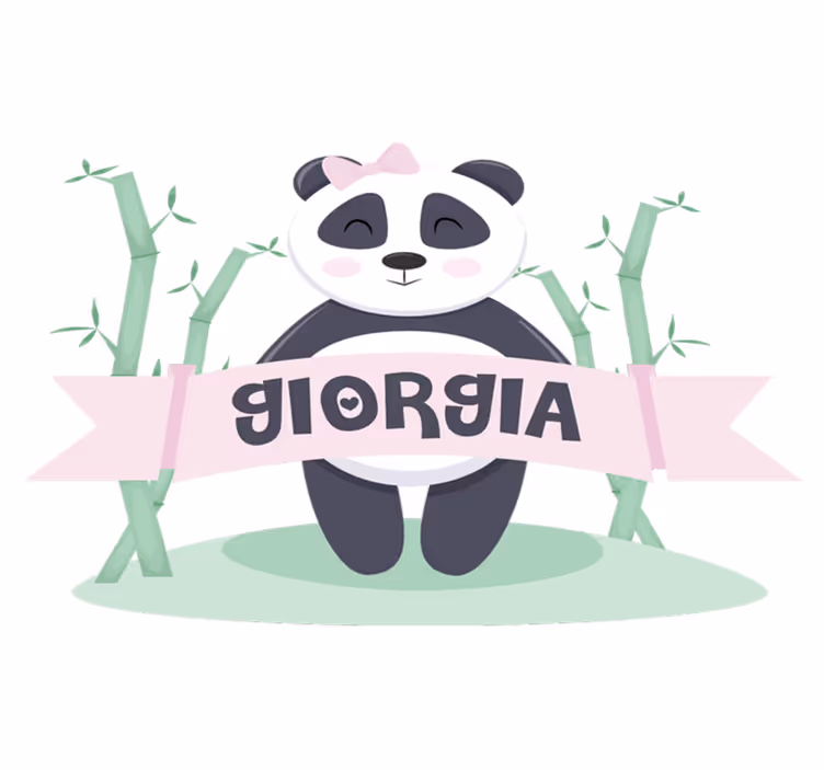 Vinyl teppe dyr baby panda jente med navn - Tenstickers