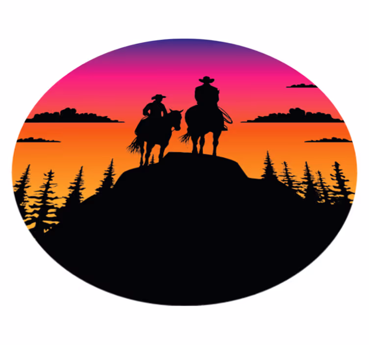 Vinyl teppe dyr fjell vill vest og hester - Tenstickers