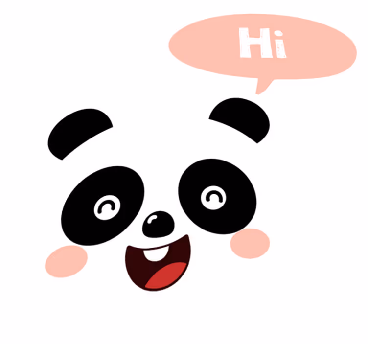 Vinyl teppe dyr tegneserie panda sier hei - Tenstickers