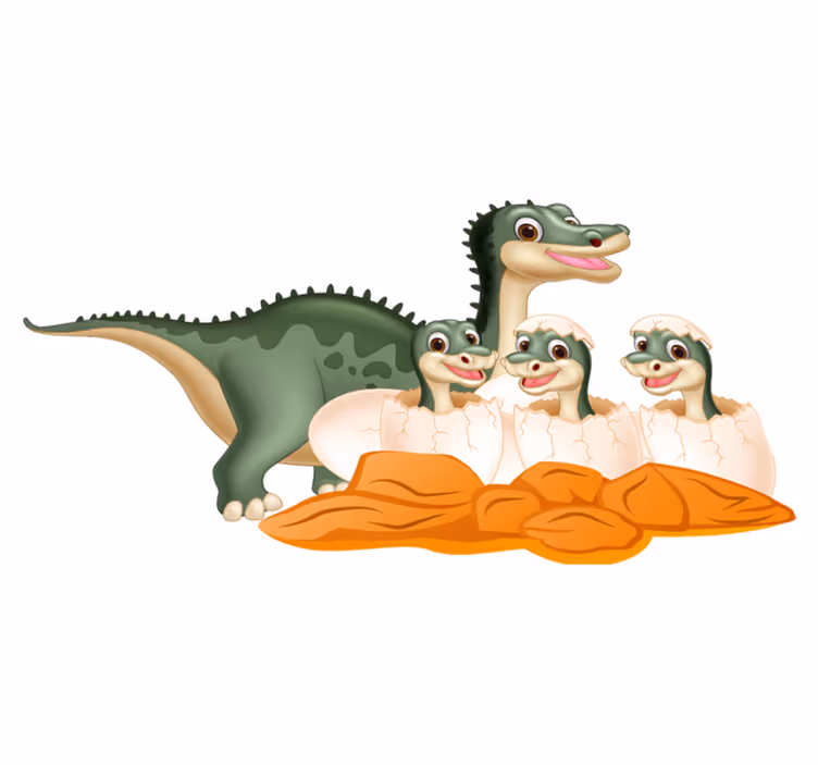 Vinyl teppe dyr søte dinosaurfamilie - Tenstickers
