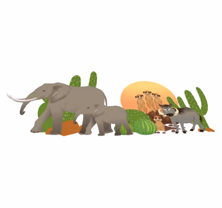 Vinyl teppe dyr safari dyrescene - Tenstickers