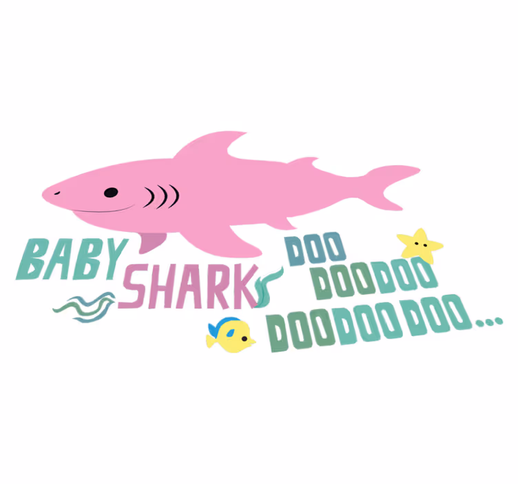 Vinyl teppe dyr baby shark sangtekst - Tenstickers