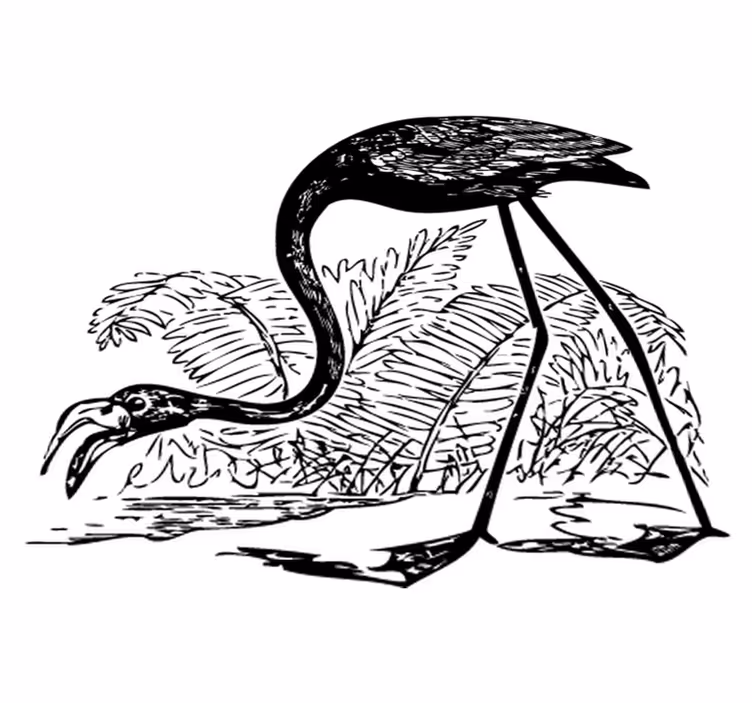 Vinyl teppe dyr flamingo med bregner - Tenstickers