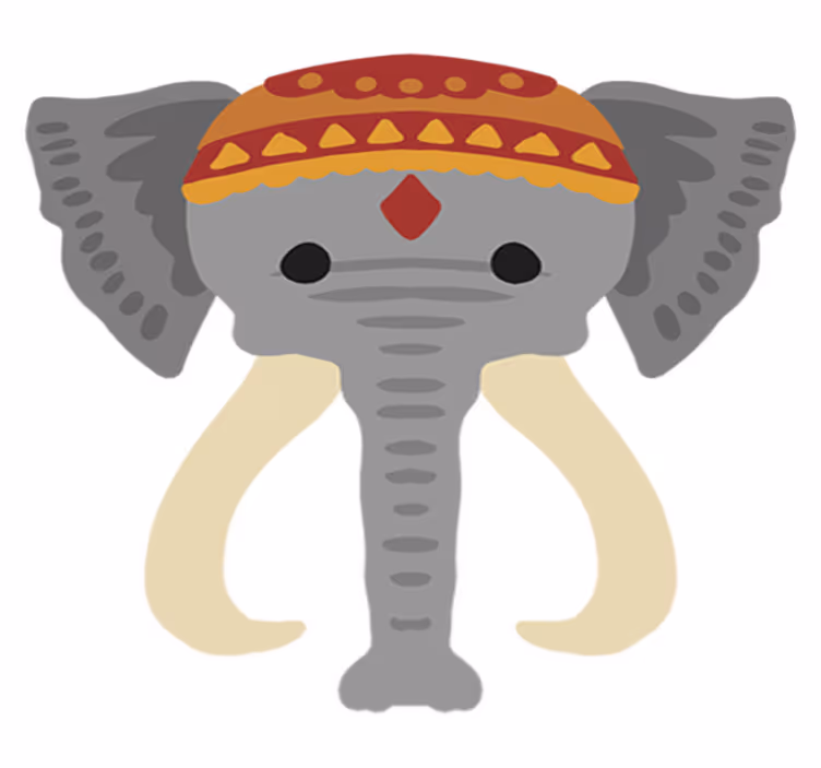 Vinyl teppe dyr elefant hode figur - Tenstickers