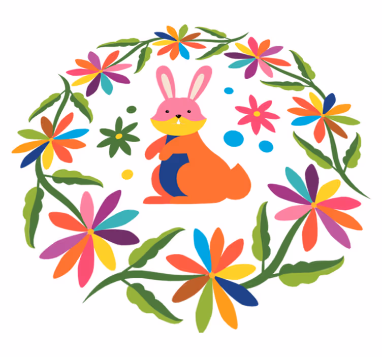 Vinyl teppe dyr fargerik kanin design - Tenstickers