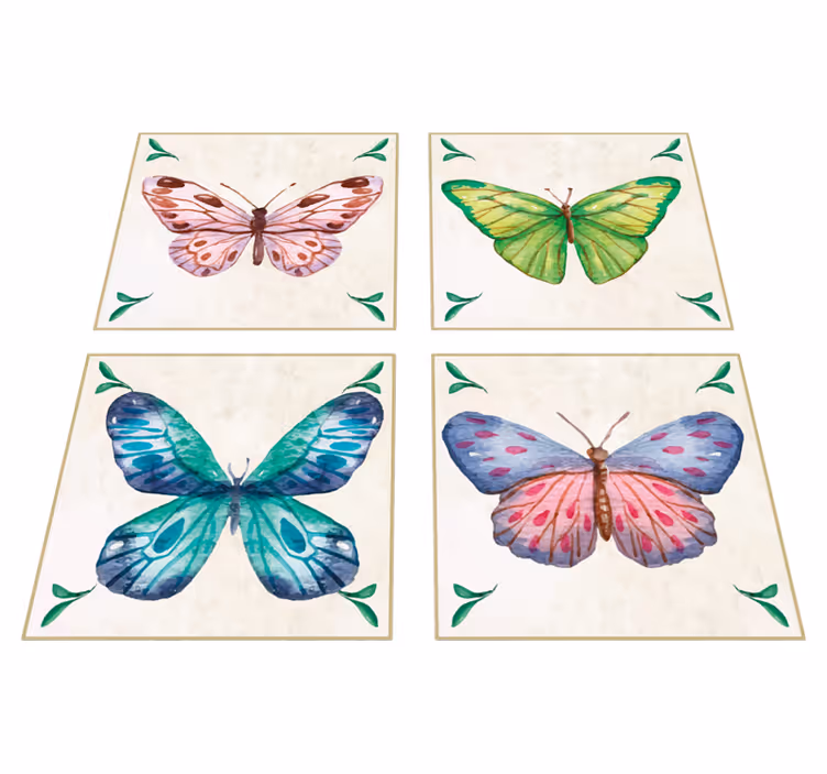 Vinyl teppe dyr med livlige sommerfugldesign - Tenstickers