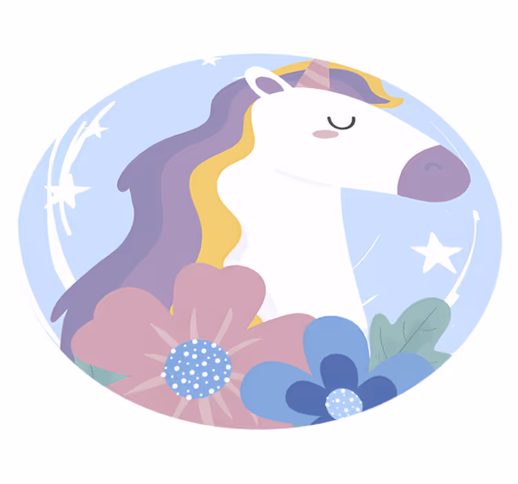 Vinyl teppe dyr med lyse hår unicorn - Tenstickers