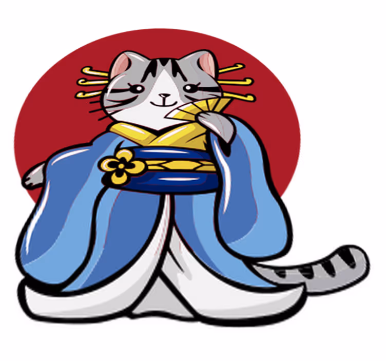 Vinyl teppe dyr japansk dekorativ katt - Tenstickers