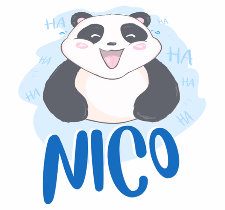 Vinyl teppe dyr baby panda overrasket med navn - Tenstickers