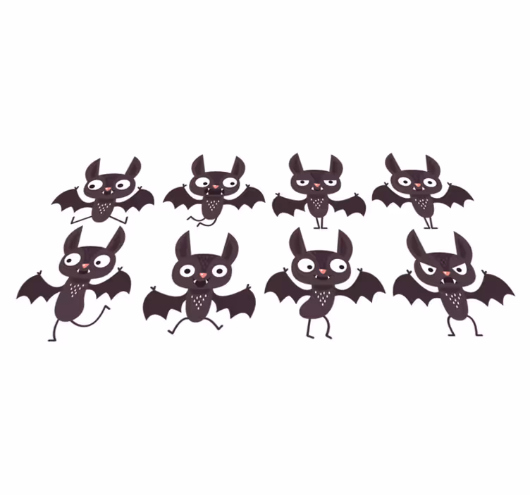 Halloween vinyl teppe med glade flaggermus - Tenstickers