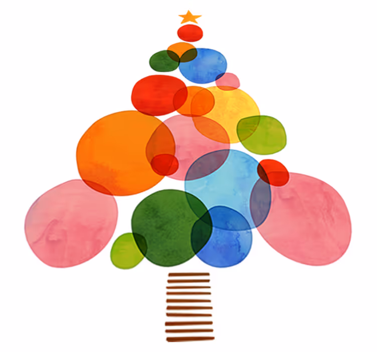 Jul vinyl teppe fargerik akvarell - Tenstickers