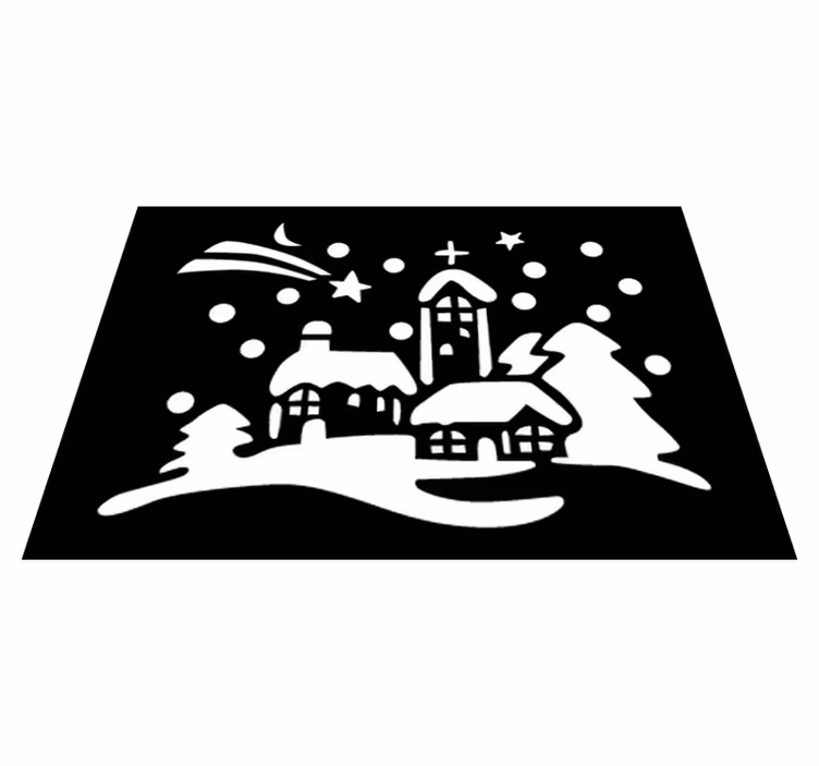 Jul vinyl teppe svart og hvit by - Tenstickers