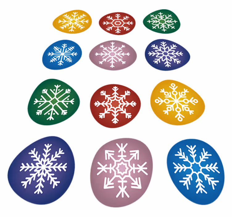 Jul vinyl teppe fargerike snøfnugg - Tenstickers