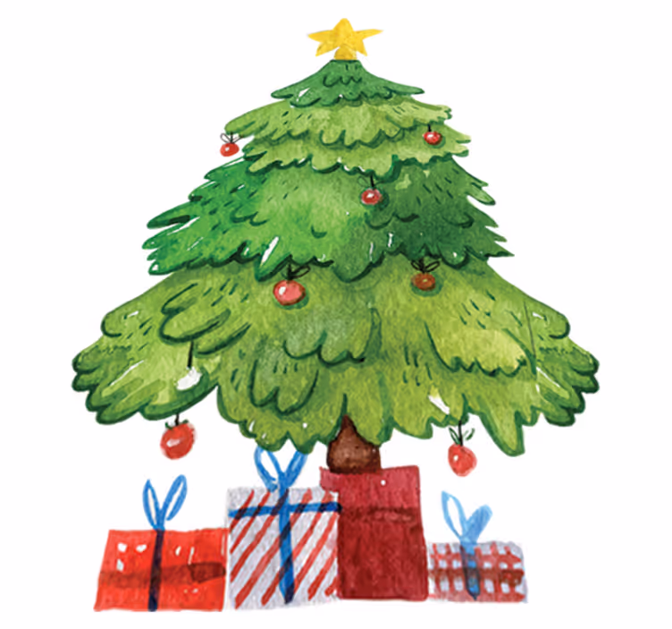 Juletre med gaver jul vinyl teppe - Tenstickers
