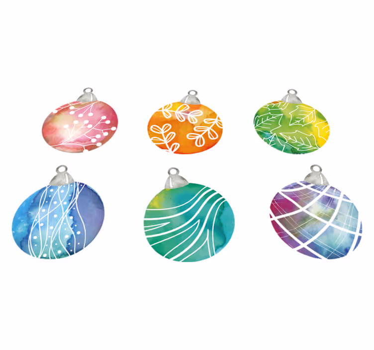 Jul vinyl teppe vannfargede julekuleornamenter - Tenstickers