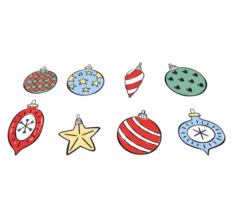 Jul vinyl teppe med sett av vintage julekuler - Tenstickers