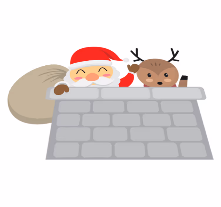Jul vinyl teppe med nisse og reinsdyr - Tenstickers