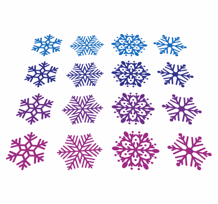 Jul vinyl teppe lilla og blå snøfnugg pakke - Tenstickers