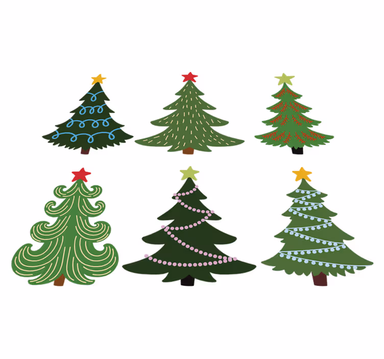 Jul vinyl teppe fargerike juletre - Tenstickers