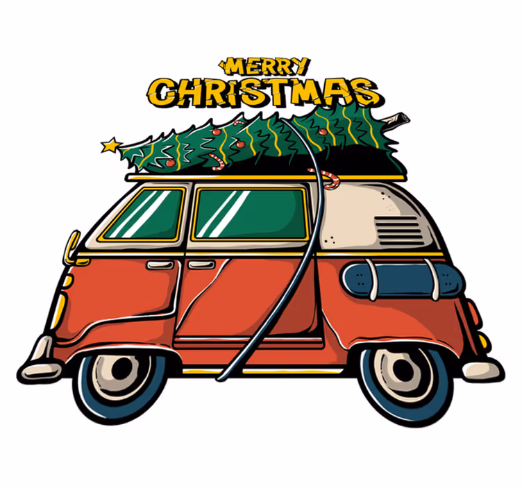 Jul vinyl teppe med nissens bil - Tenstickers