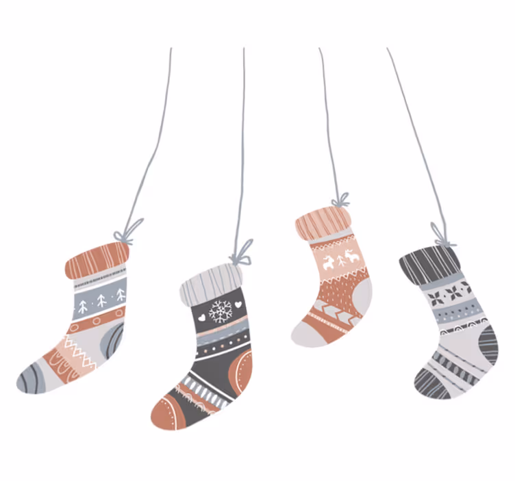 Jul vinyl teppe med julesokker design - Tenstickers