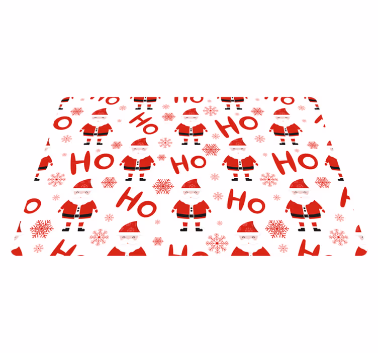 Jul vinyl teppe med julemann og hohoho mønster - Tenstickers