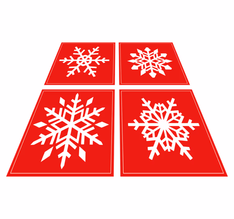 Jul vinyl teppe røde snøfnugg fliser - Tenstickers