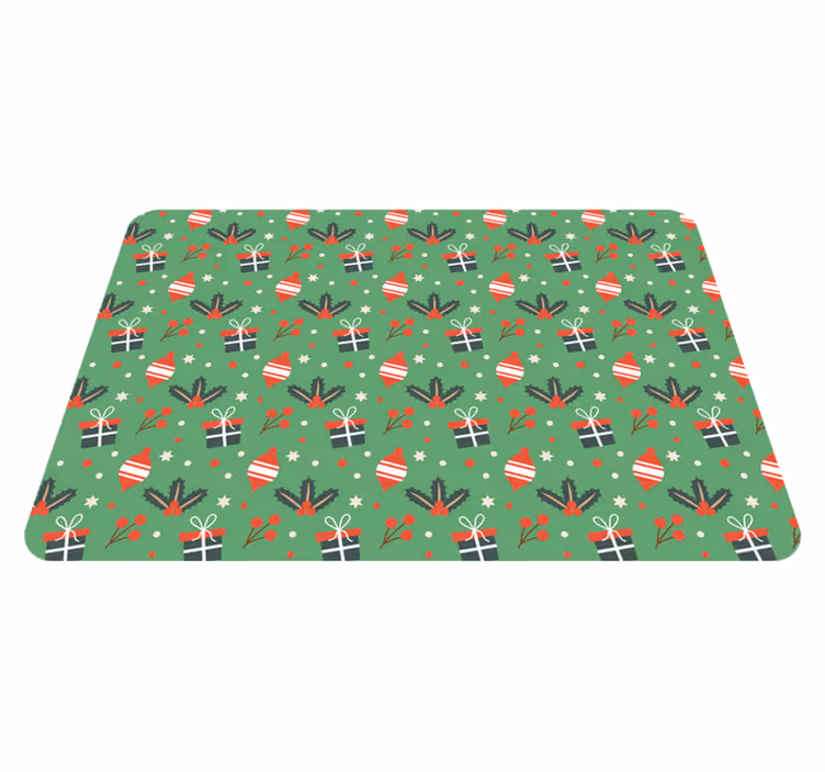Jul vinyl teppe med julegodteri mønster grønn laptop - Tenstickers