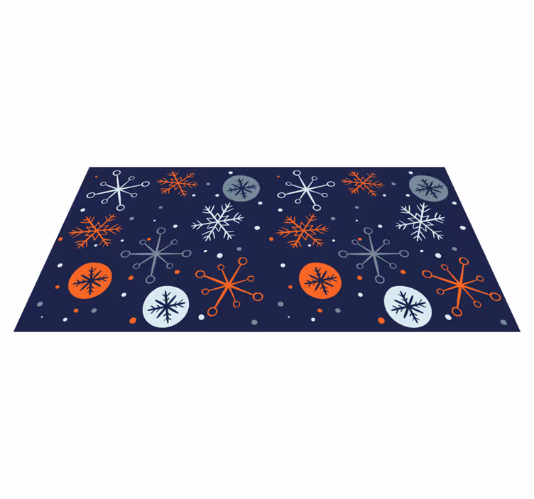 Jul vinyl teppe blå og oransje snøfnugg - Tenstickers