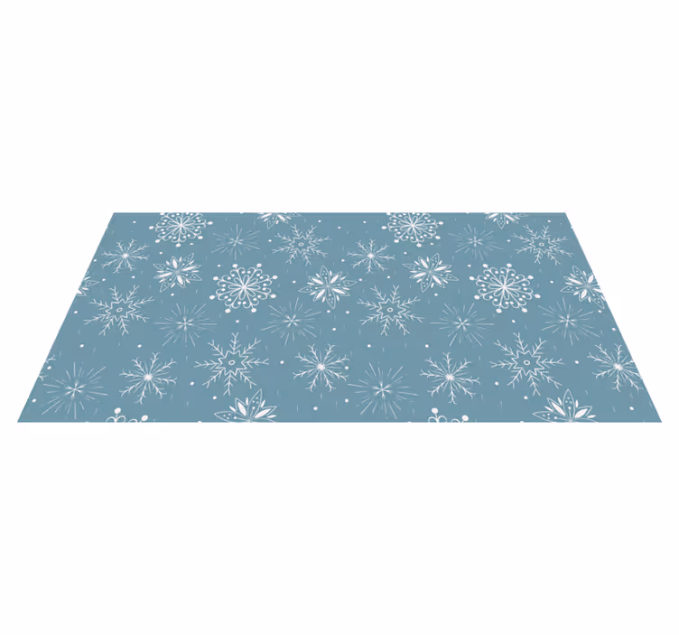 Blå og hvite snøfnugg jul vinyl teppe - Tenstickers