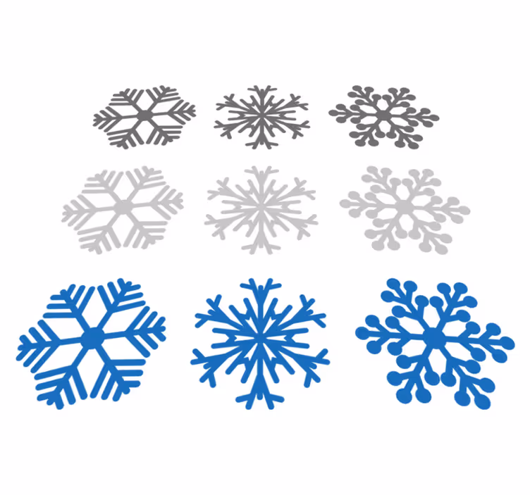 Jul vinyl teppe grå og blå snøfnugg - Tenstickers