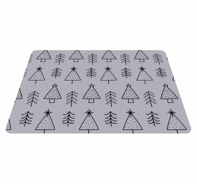 Jul vinyl teppe med mønstrede juletre - Tenstickers