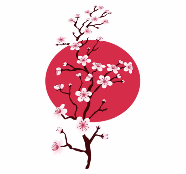 Japanske kirsebærtregrener vinyl teppe blomster og planter - Tenstickers