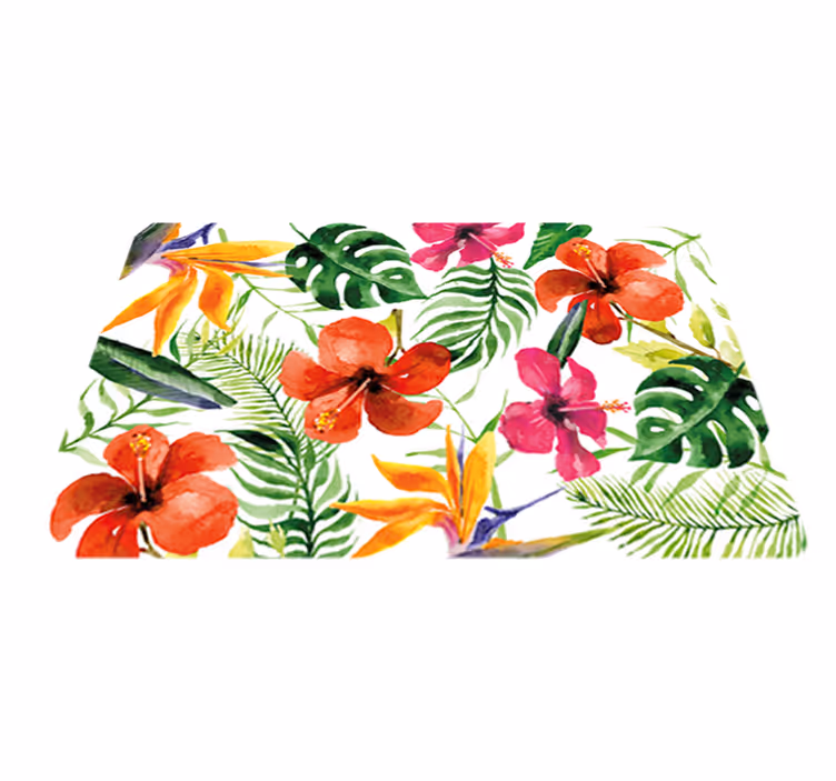 Fargerik monstera vinyl teppe blomster og planter - Tenstickers