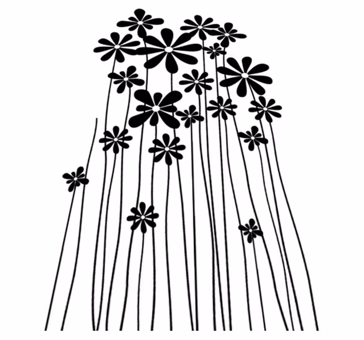 Store svarte blomster vinyl teppe blomster og planter - Tenstickers