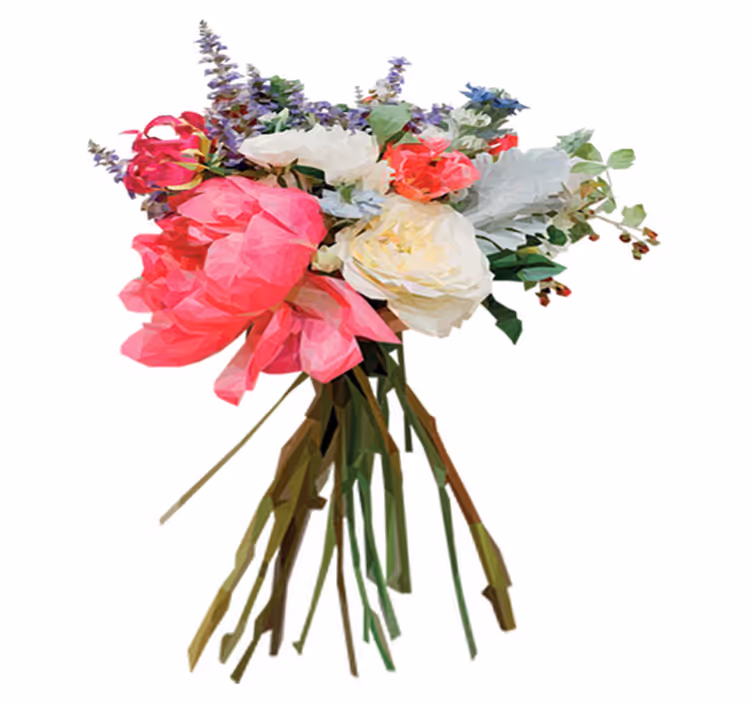 Geometrisk bukett vinyl teppe blomster og planter - Tenstickers