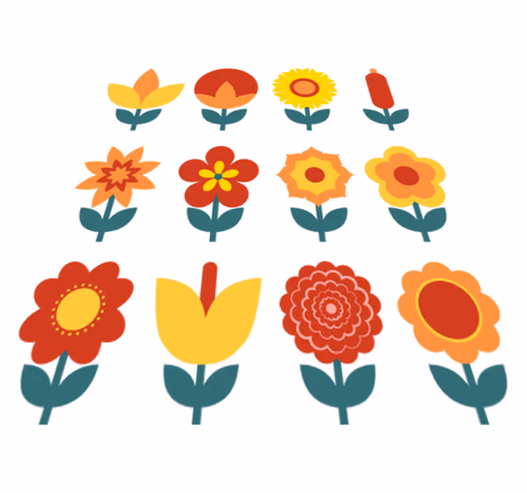 Vinyl teppe blomster og planter sommersamling - Tenstickers