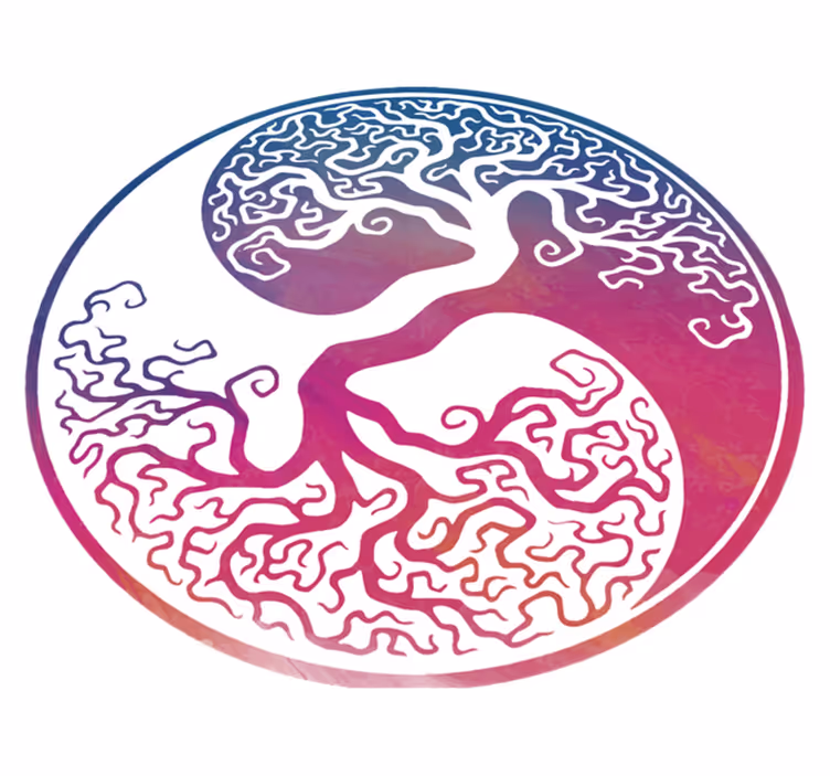 Vinyl teppe blomster og planter livets yin yang tre - Tenstickers