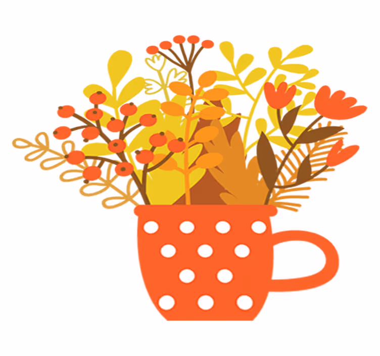 Høstkrukke vinyl teppe blomster og planter - Tenstickers